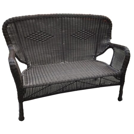 Jeco Windsor Wicker Patio Love Seat, Espresso W00215-L